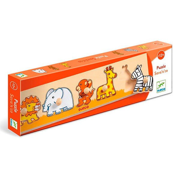 SAVA N CO - PUZZLE DE MADEIRA C/ PEGA TEMA ANIMAIS