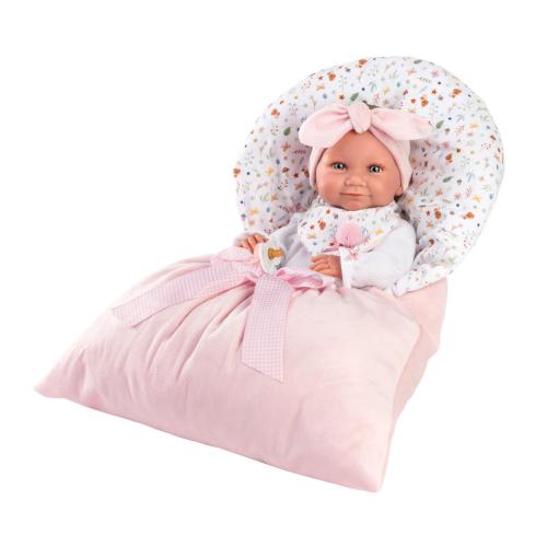 TINA RECÉM-NASCIDA 40 CM C/ SACO CAMA ROSA