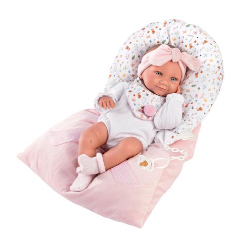 TINA RECÉM-NASCIDA 40 CM C/ SACO CAMA ROSA